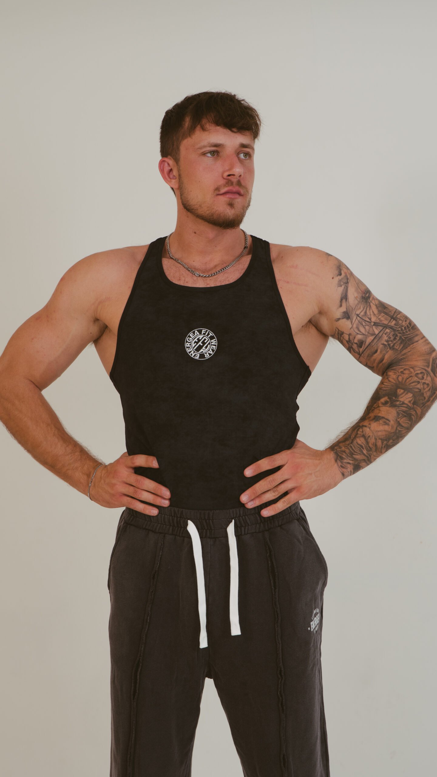 Washed Black & Beige Tank